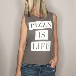 FIFTH SUN | Pizza is life gray muscle tee